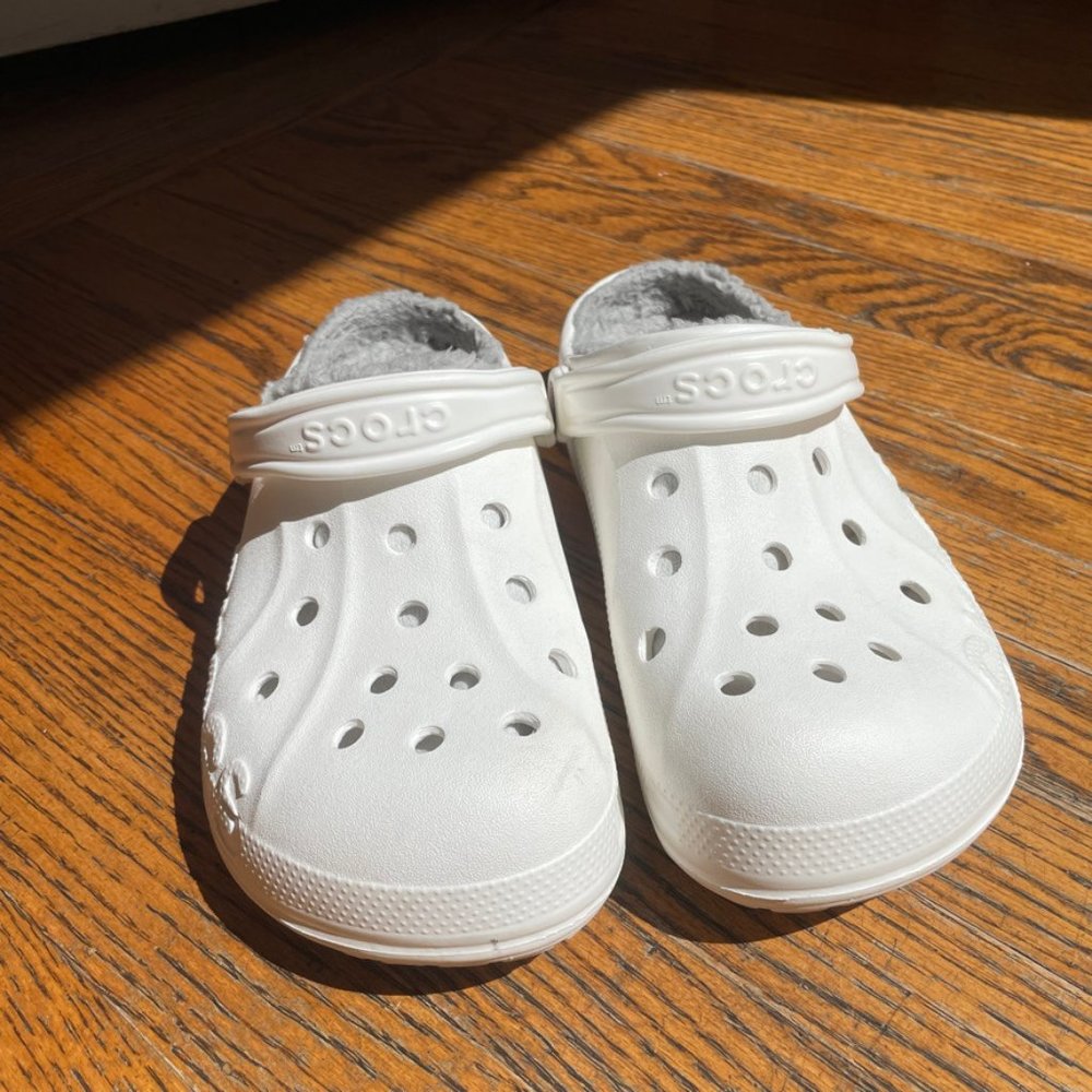 Crocs Classic Fuzz-Lined Clog In White - image 1